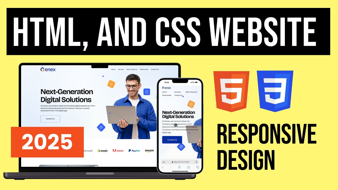 Responsive HTML and CSS Website Tutorial from Scratch, Web Development course for Beginners in 2025