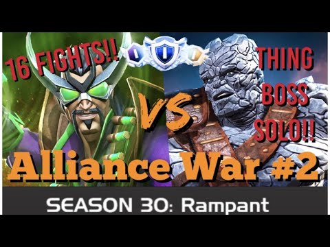 MCOC - Alliance War - Season 30 - War #2 - 16 Fights! - Diablo VS Korg (Stun Reflection)+Boss Solo!
