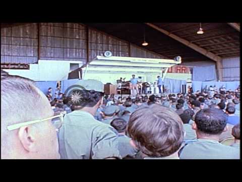 Samuel (Sammy) George Davis Jr. and USO troupe performance at Can Tho Army Airfie...HD Stock Footage