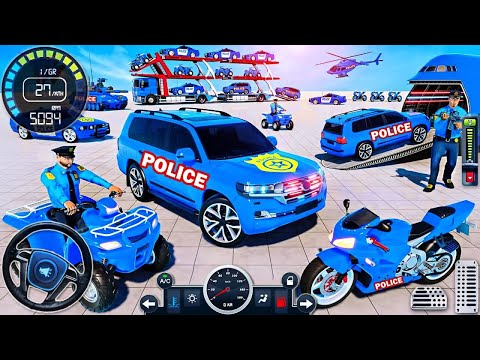 US Police Car Park Transporter Game - Police Trailer Truck Driver Simulator - Android Gameplay