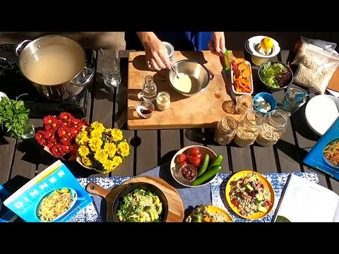 A filling grain bowl with creamy tahini dressing