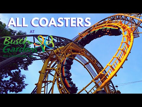 All Coasters at Busch Gardens Williamsburg + On-Ride POVs - Front Seat Media Video