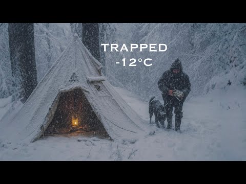 Surviving a –12°C Blizzard in a Hot Tent | Solo Extreme Winter Camping in Deep Snow