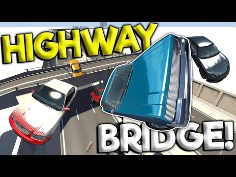 HIGHWAY BRIDGE CRASHES & SURVIVAL! - BeamNG Gameplay & Crashes - Realistic Highway Crash