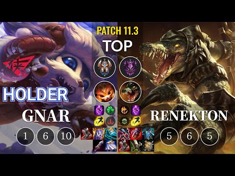 RW Holder Gnar vs Renekton Top - KR Patch 11.3