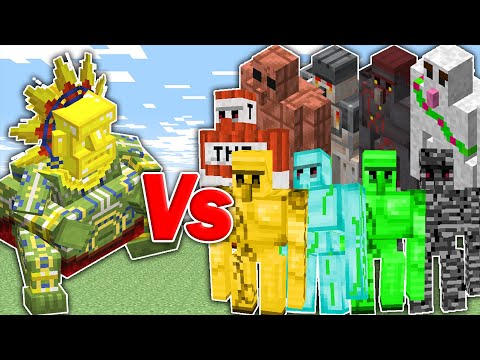 BARAKO the Sun Chief Boss vs All Minecraft Golems | Minecraft Mob Battle
