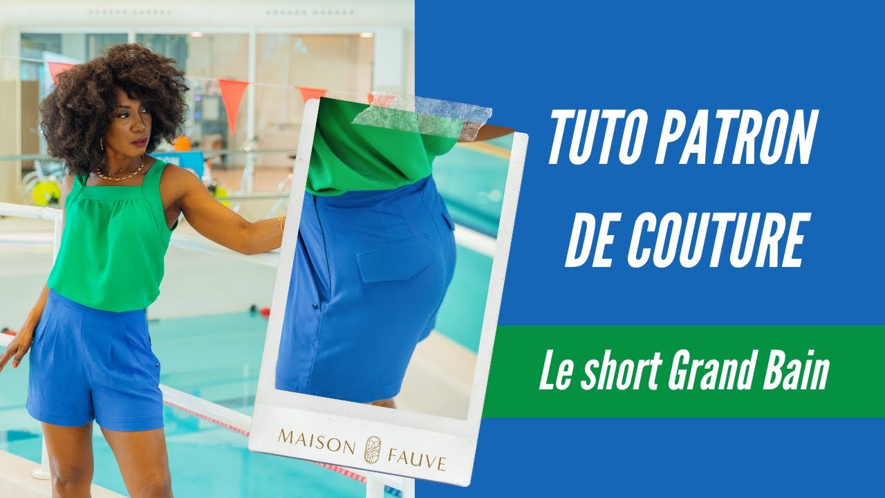 Patron couture short Grand Bain / PDF (A4, A3, A0, US Letter) - Cadres, Calques par Taille, Vidéoprojection