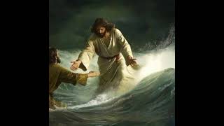 Jesus e Pedro caminham sobre as águas. #jesus #deustemumapalavrapravoce