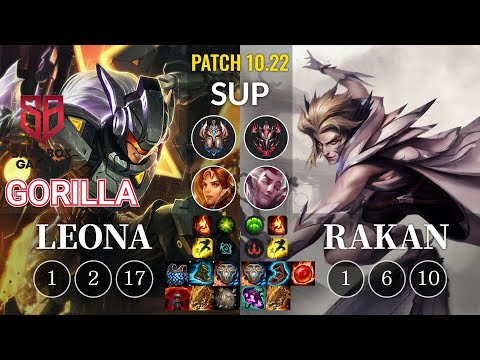 SB GorillA Leona vs Rakan Sup - KR Patch 10.22