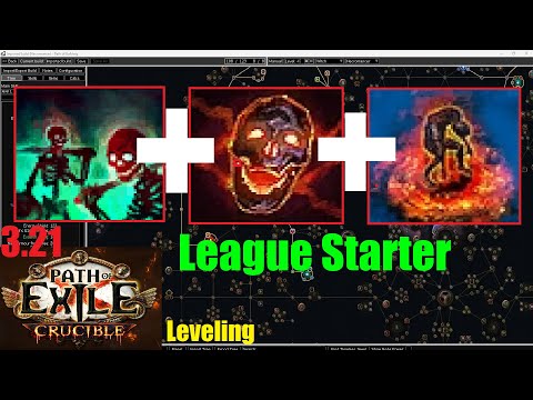 [Path of Exile 3.21] Skeleton + SRS + Zombie Necromancer Leveling League Starter in Crucible - 1157