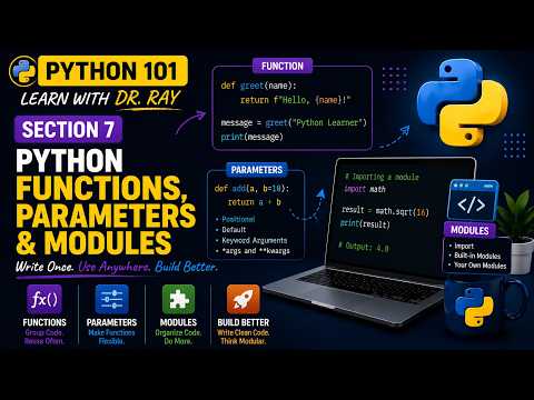 Python 101| Section 7| Python Functions Explained: Parameters, Returns & Modules| Learn with Dr. Ray