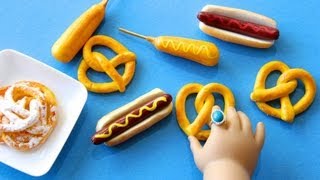 How to Make Doll Carnival Food : Hot Dogs, Funnel Cake, Corn Dogs and Pretzels