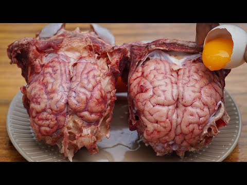 Cow Brain Pepper Soup | Cooking Beef Brains Soup with Eggs | Beef Brain Recipe Cooking in Village