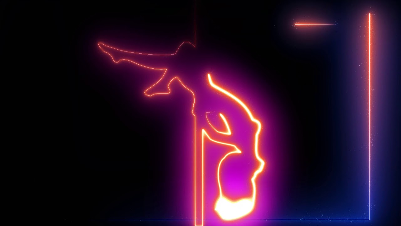 60:00 Minutes / Abstract Neon Glowing Pole Dancer Outlined Silhouettes Video Background Loop 4k