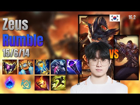 Zeus Top Rumble vs Jayce lol KR solo rank Full Game 16.2 | 제우스 럼블 vs 제이스