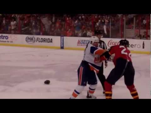 From the Glass  George Parros vs Eric Boulton Fight March. 16, 2013 NY Islanders vs Florida Panthers