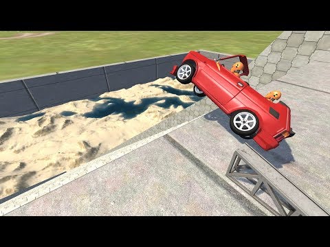 Stair Jumps Down Crashes with Flip Ramp #2 - Beamng drive