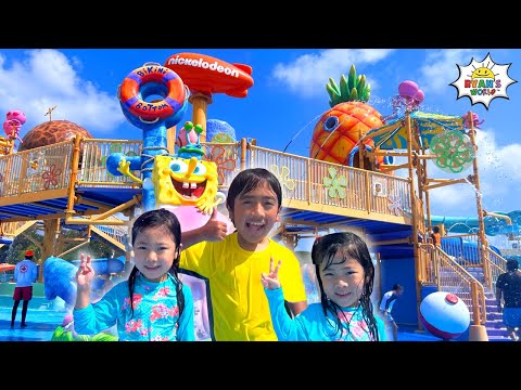 Ryan plays at Nickelodeon Water Park Resort for kids with family!