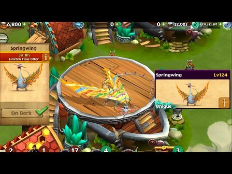 Springwing max level 124-unique dragon||Dragons rise of Berk