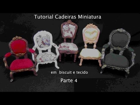Cadeira miniatura em biscuit e tecido- parte 4