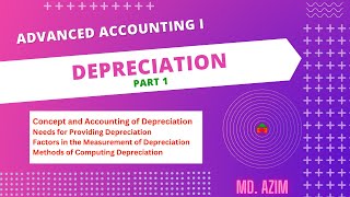 Concept of Depreciation || Methods of Depreciation || Advanced Accounting || Md Azim