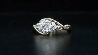 Round Cut Twisted Shank w/ Petals Parade Design Diamond Engagement Ring