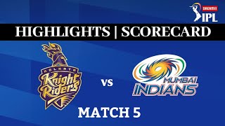 DREAM11 IPL 2020 | Match 5 | Highlights | Scorecard | MI Vs KKR | Hindi
