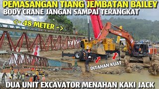 Download lagu Pemasangan Jembatan Bailey, Body Crane Sany Sampai Terangkat Dua Unit Excavator Menahan Kaki Jack mp3