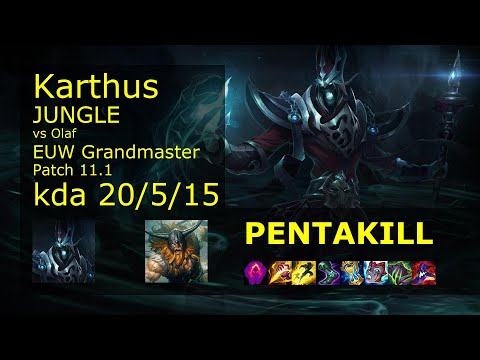 Karthus Jungle vs Olaf - EUW Grandmaster 20/5/15 Patch 11.1 Gameplay