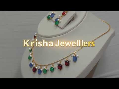 18 k gold chain with multi stones