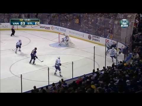 Dmitrj Jaskin 1st NHL shift April 16 2013 Vancouver Canucks vs St. Louis Blues NHL Hockey
