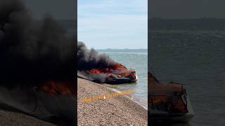 Powerboat Fire in the Solent 🚤 🔥 #boatonfire #boatfire #caughtoncamera #fyp