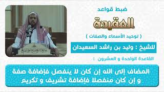 صورة القاعدة الواحدة و العشرون المضاف الى الله ان كان قائما بذاته فاضافة تشريف وان كان لا فاضافة صفة الى