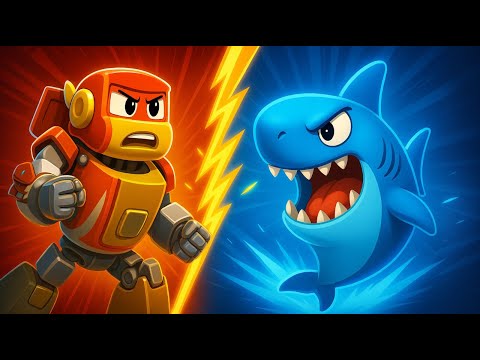 🤖 Super Robot VS Flying Shark 🦈 Robofuse Rescue Vehicles for Kids