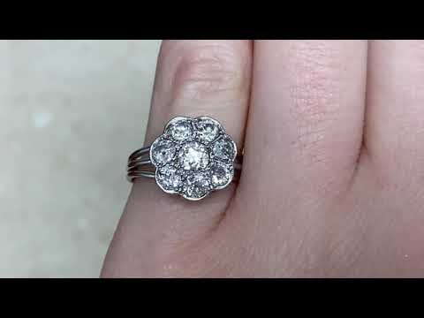 Edwardian Era Old European Cut Cluster Halo Engagement Ring Circa 1900 - Wentworth Ring - Hand Video