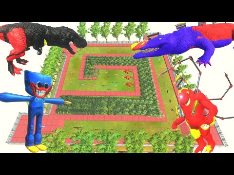 Spiderman Goro The Giant Vs HuggyWuggy, T-Rex all Unit Battle - Animal Revolt Battle Simulator#arbs