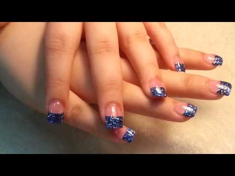 How pretty clear acrylic blue & silver Tips