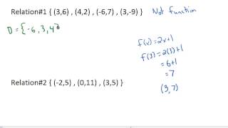 Functions: Determine if the relation is a function or not. Also state the domain and range.