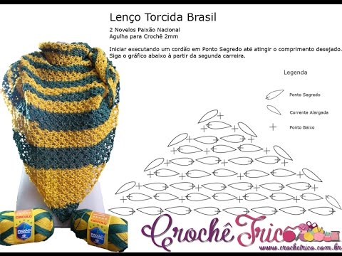 Crochê - Lenço Torcida Brasil - Parte 01/02