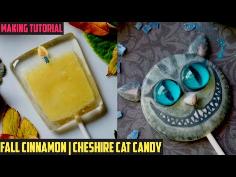Cheshire cat candy lolipop making | fall cinnamon candle lolipop making | how to make candy lolipop