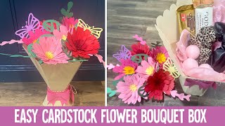 EASY Cardstock Flower Bouquet Gift Box Made With My Cricut | Vase and Flower Tutorial