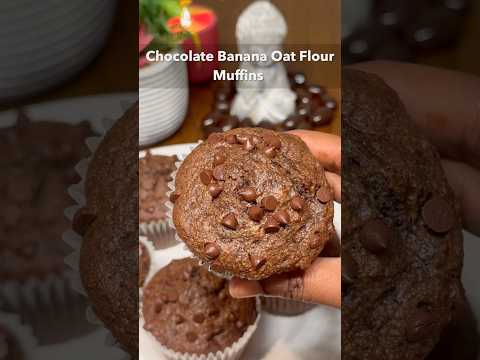 Chocolate Banana Oat Flour Muffins🤩 #healthydessert #easydessert #glutenfree