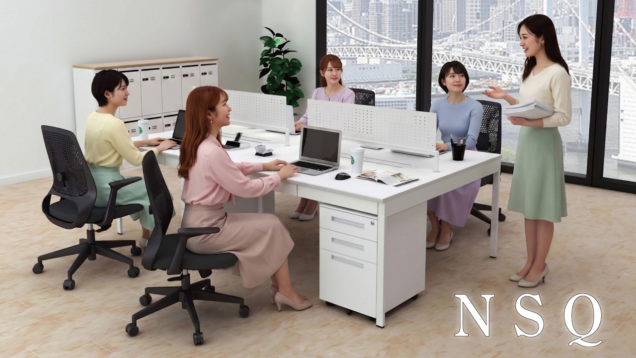 フリーアドレスデスク 6人用 引き出し付き 幅360cm オフィスデスク
