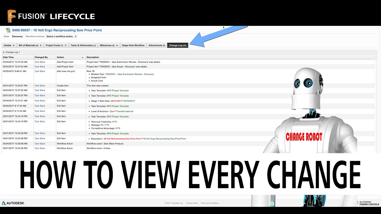 Fusion Lifecycle Quick Tip: Change Log