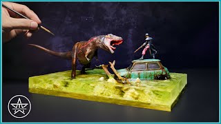 THE LAST STAND: T-Rex Chase Diorama | AmazingTrungX DIY Epoxy Resin Diorama