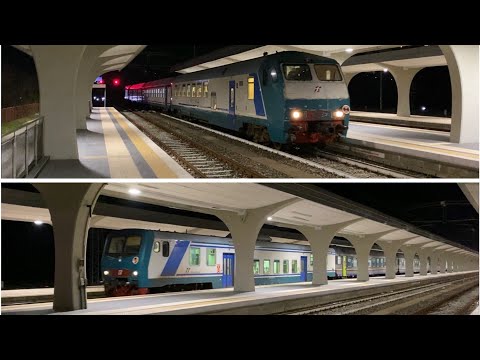 Treni regionali in arrivo e partenza in notturna dalla stazione di Cosenza