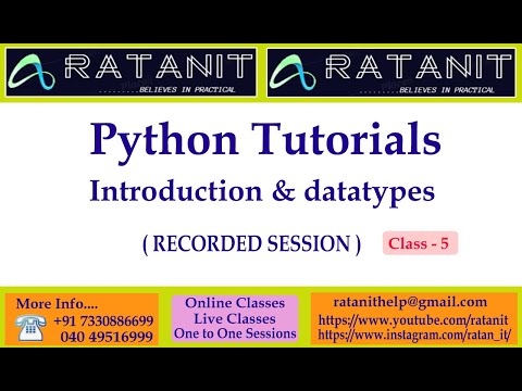 Python Tutorials Python Introduction Datatypesby Mr Ratanonline Training Class 5