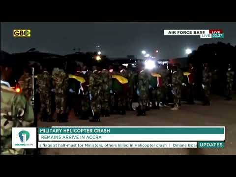 Military Helicopter Crash: Remains of Victims Received in Solemn Ceremony in Accra