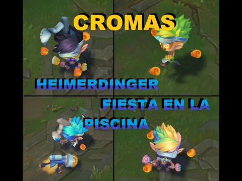 🍺🌊CROMAS HEIMERDINGER FIESTA en la PISCINA lol skin (POOL PARTY CHROME)- league of legends🌊🍺