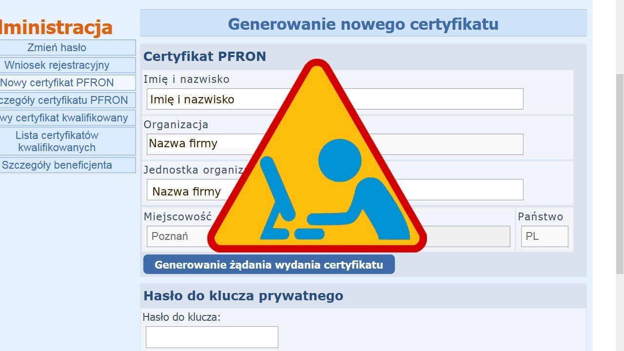 Certyfikat PFRON - odnawianie, instalowanie